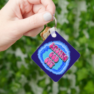 God verlichten Geode Slogan w / A Prayer CUSTOM Sleutelhanger