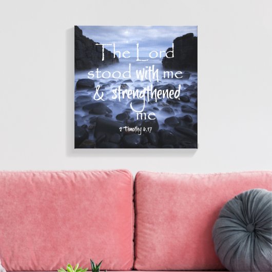 God versterkte mij Bijbelvers Canvas Afdruk (Insitu (Woonkamer))
