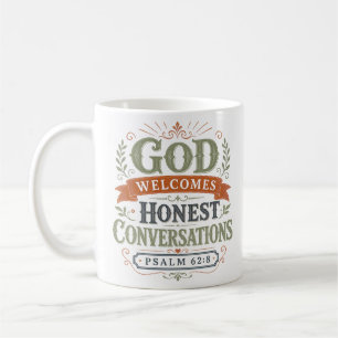 God verwelkomt eerlijke gesprekken Christelijke qu Koffiemok