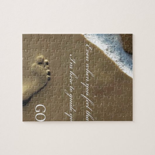 GOD-voetafdruk in zand Legpuzzel (Horizontaal)