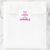 God vond de sterkste vrouwen - Cowgirl Quotes Vierkante Sticker (Tas)