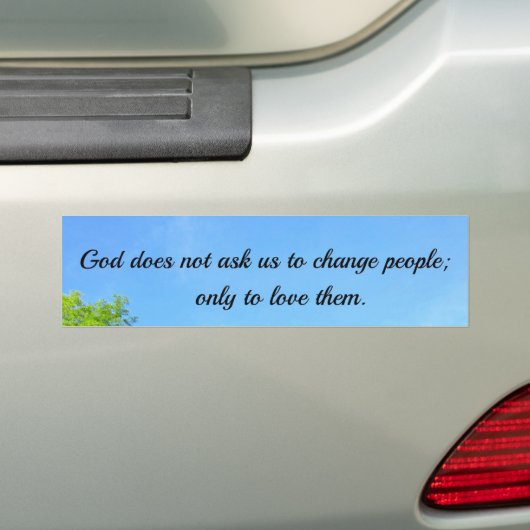 God vraagt niet... bumpersticker (Op auto)