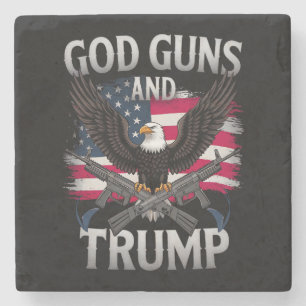 God Vuistwapens En Trump Adelaar Amerikaanse Vlag  Stenen Onderzetter