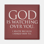 God waakt over je. Bourgondische magneet. Magneet (Voorkant)