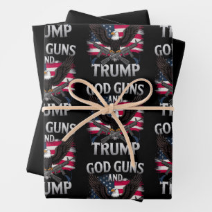 God Wapens En Trump Adelaar Amerikaanse Vlag Vinta Inpakpapier Vel