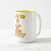 God weet! tweekleurige koffiemok (Voorkant rechts)