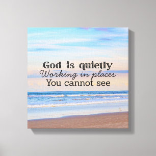 God werkt christelijke typografie Bijbels Canvas Afdruk