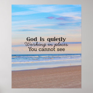 God werkt christelijke typografie Bijbels Poster
