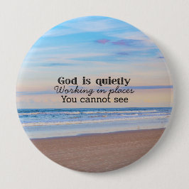 God werkt christelijke typografie Bijbels Ronde Button 4,0 Cm