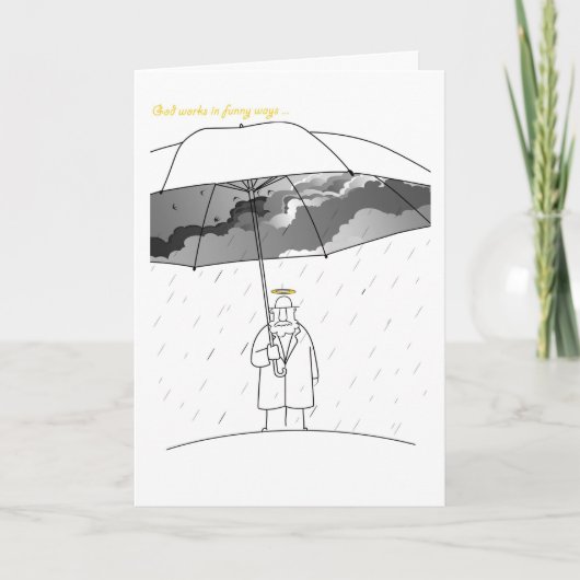God werkt op een grappige manier kaart (Voorkant)