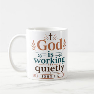 God Werkt Stil Christelijke Aanmoediging Koffiemok