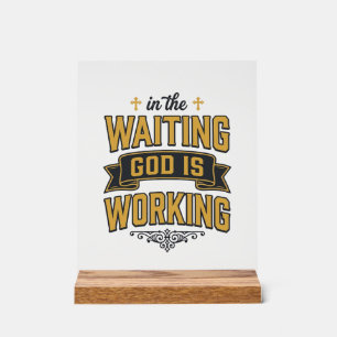 God Werkt Vintage Geloof Typografie T-shirt_1 Acryl Bord