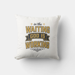 God Werkt Vintage Geloof Typografie T-shirt_1 Kussen