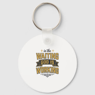 God Werkt Vintage Geloof Typografie T-shirt_1 Sleutelhanger