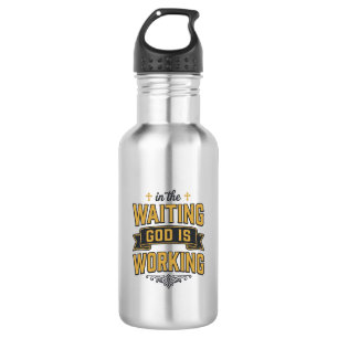 God Werkt Vintage Geloof Typografie T-shirt_1 Waterfles
