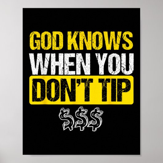 God White Tip Bartender Barman Ober Pub Gift Poster (Voorkant)