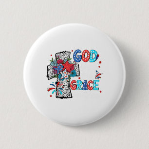 God wierp Zijn genade af op U Jezus Christus Ameri Ronde Button 5,7 Cm