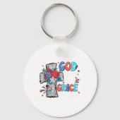 God wierp Zijn genade af op U Jezus Christus Ameri Sleutelhanger (Voorkant)