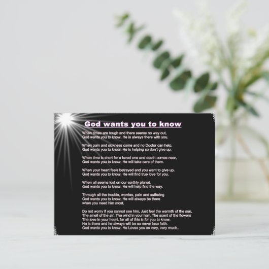 God wil dat je Briefkaart kent (Staand voorkant)