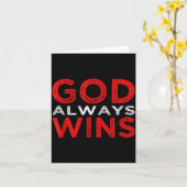 God Wint Altijd Religieus Kaart (Gele Bloem)