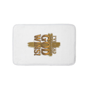 God Wint Christelijk Vintage Kruis Typografie T-sh Badmat