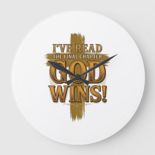 God Wint Christelijk Vintage Kruis Typografie T-sh Grote Klok
