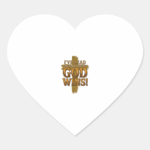 God Wint Christelijk Vintage Kruis Typografie T-sh Hart Sticker