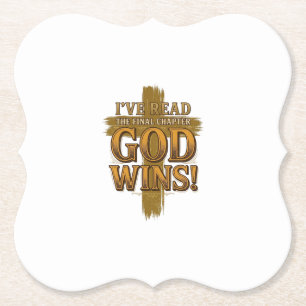 God Wint Christelijk Vintage Kruis Typografie T-sh Kartonnen Onderzetters