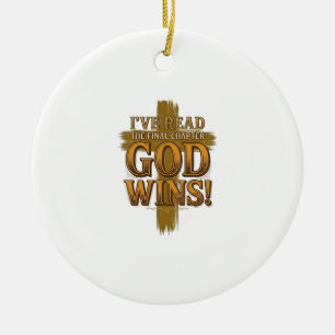 God Wint Christelijk Vintage Kruis Typografie T-sh Keramisch Ornament