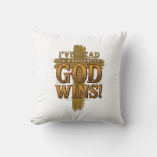 God Wint Christelijk Vintage Kruis Typografie T-sh Kussen