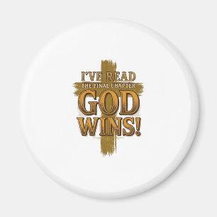 God Wint Christelijk Vintage Kruis Typografie T-sh Magneet