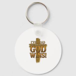 God Wint Christelijk Vintage Kruis Typografie T-sh Sleutelhanger