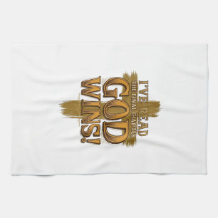 God Wint Christelijk Vintage Kruis Typografie T-sh Theedoek