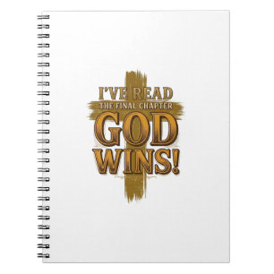 God Wint Christelijke Vintage Kruis Typografie T-s Notitieboek