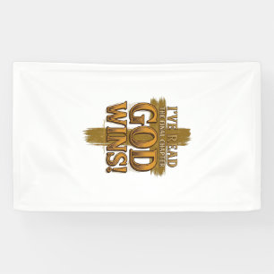 God Wint Christelijke Vintage Kruis Typografie T-s Spandoek