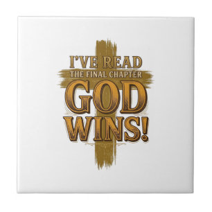God Wint Christelijke Vintage Kruis Typografie T-s Tegeltje
