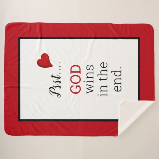 GOD wint in het witte eindtekstwit Sherpa Deken (Voorkant (horizontaal))