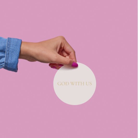 GOD WITH US Cream Christmas Sticker #2