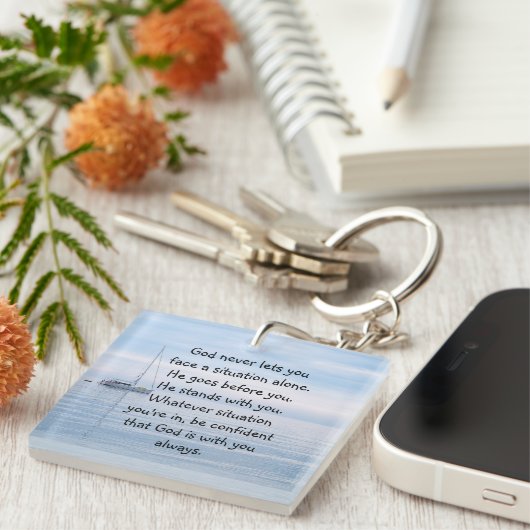 God With You Always Never Alone Inspirational Key Sleutelhanger (Voorkant Rechts)