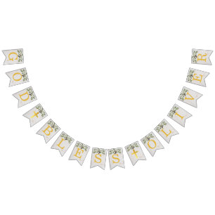 God Zal 6 Letters Olijf Bladeren Doop Eucharistie Vlaggetjes