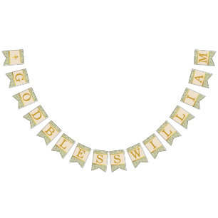 God Zal 7 Letters Groene Bladeren Doop Eerste Comm Vlaggetjes