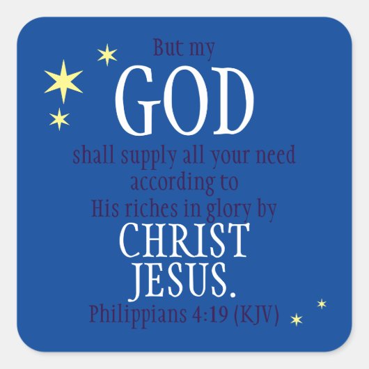 GOD zal de Schrift vakantie saffier leveren Vierkante Sticker (Voorkant)