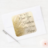 God zal je Hoesjes met zijn veren Vierkante Sticker (Envelop)