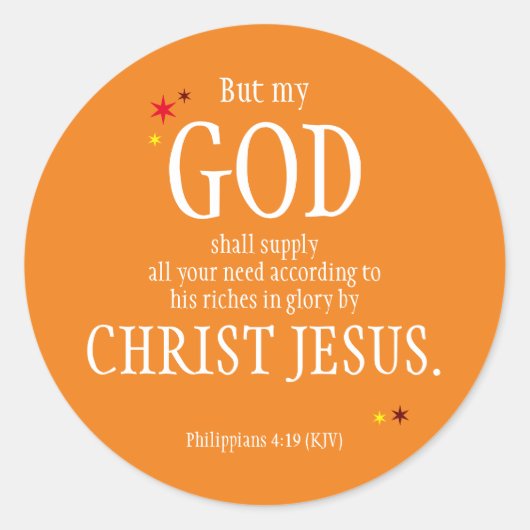 "GOD zal leveren" - Bijbelse Thanksgiving Dag Ronde Sticker (Voorkant)