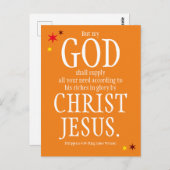 "GOD zal leveren" - Bijbelvers - Thanksgiving Briefkaart (Voorkant / Achterkant)