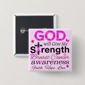 GOD zal me kracht geven Vierkante Button 5,1 Cm (Voorkant /achterkant)