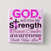 GOD zal me kracht geven Vierkante Button 5,1 Cm (Voorkant)