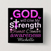 GOD zal me kracht geven Vierkante Button 5,1 Cm (Voorkant)