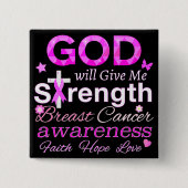 GOD zal me kracht geven Vierkante Button 5,1 Cm (Voorkant)