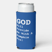 "GOD zal me voorzien van een pompoentaart!" - Grap Seltzer Blikjeskoeler (Seltzer Voorkant)